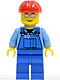 LEGO Minifigure-Overalls with Tools in Pocket Blue, Red Construction Helmet, Silver Sunglasses-Town / City-CTY029-Creative Brick Builders